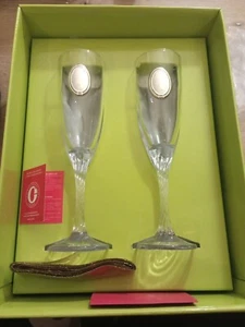 Due Calici Champagne Vetro E Argento Laminato - Foto 1 di 8