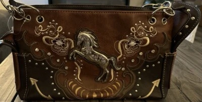 Horse Country Poppy Floral Cowgirl  Western Handbag Purse Conceal Carry - Image 1 of 4