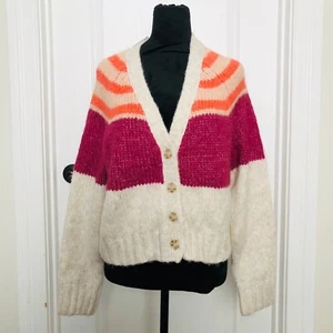 American Eagle Women's Colorblock Cardigan Sweater M Wool Blend Button-Down NWT - Picture 1 of 8