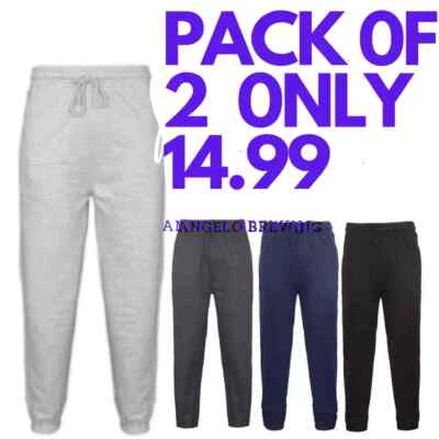 Mens Fleece Jogging Bottoms Elasticated Joggers Cuffed Track Gym Trousers S-5XL - Image 1 of 4