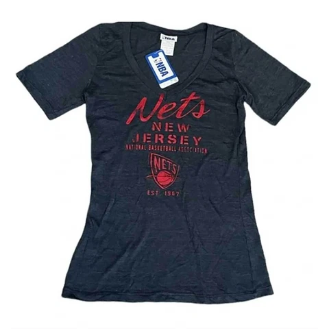 Womens New Jersey Nets T-Shirt Gray LG NEW NBA Basketball Tee Cover