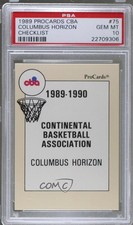 1989-90 ProCards CBA Checklist Columbus Horizon #75 PSA 10 GEM MT