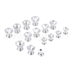 Hardware Glass Crystal Door Knobs Furniture Cupboard Cabinet Drawer Pull Handle - Picture 1 of 14