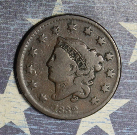 1832 CORONET HEAD MEDIUM LETTERS LARGE CENT COLLECTOR COIN, FREE SHIPPING Cover