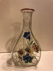 Decantador de vidrio con Edelweiss esmaltadas y flores de montaña austriacas ~ WN73 - Imagen 1 de 8