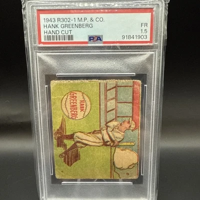 HANK GREENBERG 1943 R302 1 M.P. & CO HAND CUT PSA FR 1.5  DETROIT TIGERS HOF - Image 1 of 2