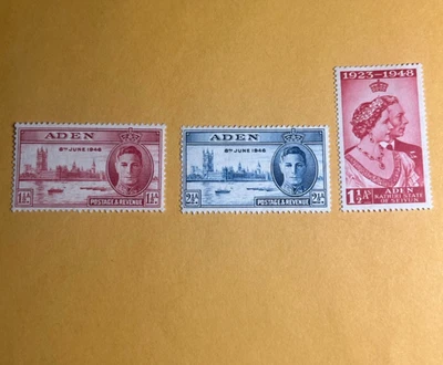 1946 - 1949 Aden Stamps; Lot of 4, Uncancelled; Royal Silver Wedding; KGVI - Image 1 of 4
