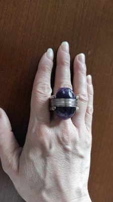 PIANEGONDA ANELLO ARGENTO 925 LUCIDO CON AMETISTA  MIS 13 - Immagine 1 di 4