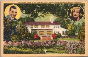 1941 Encino, California Linen Postal "Ranch Home of Mr. & Mrs. Clark Gable" - Imagen 1 de 2