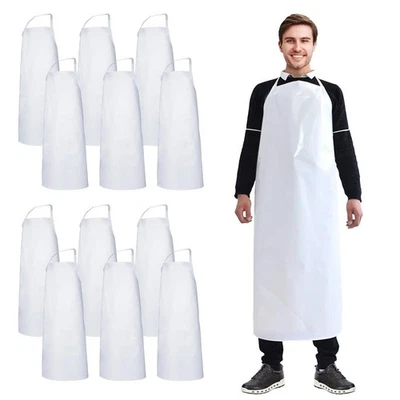 72 White Vinyl Waterproof Apron Heavy Duty Kitchen Restaurant 35x45 - Image 1 of 4