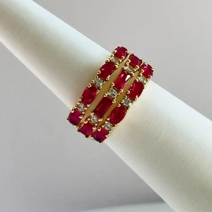 Bomb Party July Ring RG23011 “Basking In Ruby Radiance” LC Ruby on Gold Size 8 - Picture 1 of 10