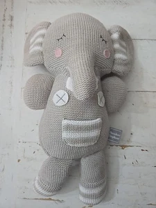 Theodore Elefant lebende Textilien gestrickt grau Plüsch Rassel 15 Zoll Baby Kleinkind EUC - Bild 1 von 8