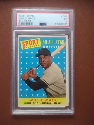 1958 Topps Willie Mays All-Star #486 PSA 5 Giants Salón de la fama Foto 1 de 2