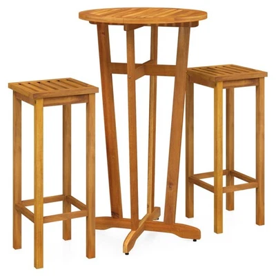 Patio Bar Set Garden Outdoor Hightop Table and Chairs Solid Acacia Wood vidaXL - Image 1 of 4
