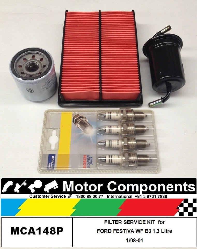 KIT DE SERVICIO DE BUJÍAS Y FILTRO para FORD FESTIVA WF B3 1,3 Litros 1/98-01 Foto 1 de 3