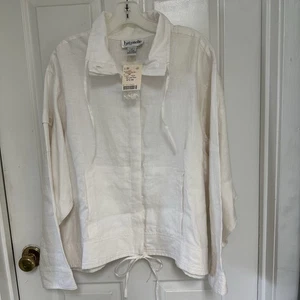 Bagatelle Damen 2X Langarm Leinen Knopfleiste bedeckt Knopfleiste weiß Jacke Neu mit Etikett - Bild 1 von 17