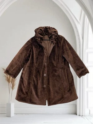Dennis Basso Reversible Faux Fur Puffer Coat Women’s Size 2X Brown Plush Cozy - Image 1 of 4