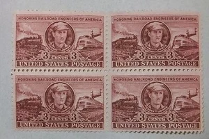 0,03 $ Cent Casey Jones Railroad Engineers of America Briefmarken Platte 4er Block - Bild 1 von 1