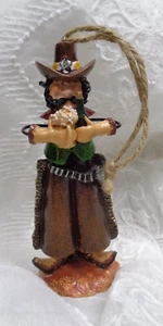 Resin COWBOY with BOTTLE of WINE and FLOWERS Christmas Ornament ~ 4.5" H - Picture 1 of 6