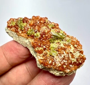 116 Carat Ultra Rare Vesuvianite Combined Red Garnet Crystals On Matrix Pakistan - Picture 1 of 8