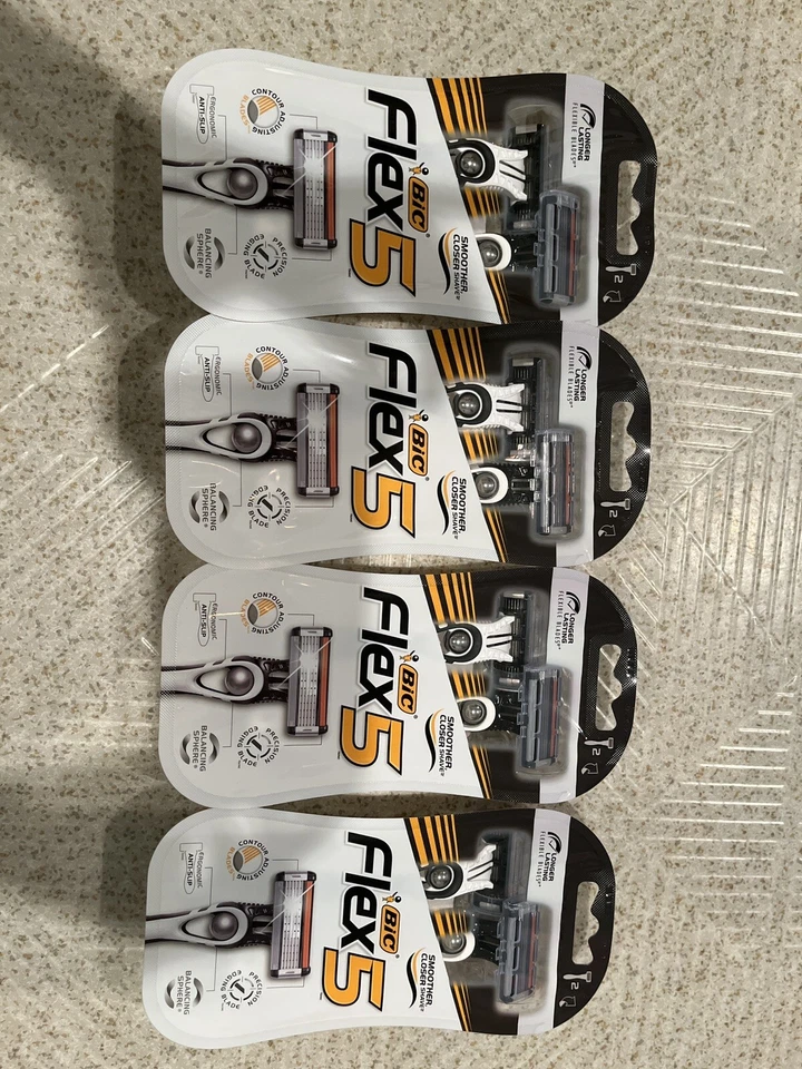 4 Box Bic Flex 5 Men's Disposable Contour Adjusting Anti-Slip 8 Razors Total - Image 1 of 1