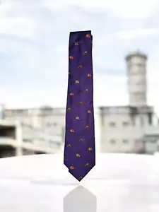 Corbata Ralph Lauren Etiqueta Púrpura Hecha a Mano Italiana Seda Estrecha Club - Tema Polo - Imagen 1 de 7