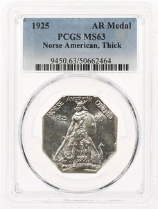 1925 Norse American Medal PCGS MS63 Thick - Lustrous! - Picture 1 of 3