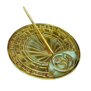 Gardeners Reflection Sundial, Solid Brass with Verdigris Highlight, 10 inch GOLD - Picture 1 of 6