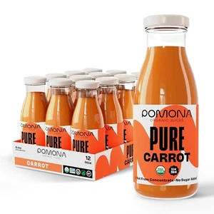 USDA Organic Carrot Juice, 2 Ingredients, Non-GMO, Glass Bottles, 8.4 Fl Oz - Picture 1 of 7