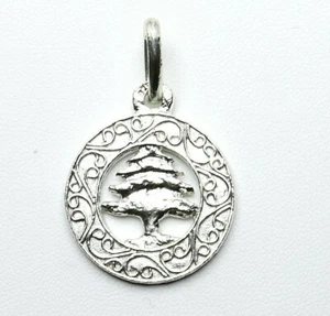 Cedar Tree Lebanon Sterling Silver .925 Unisex Pendant Necklace - Picture 1 of 3