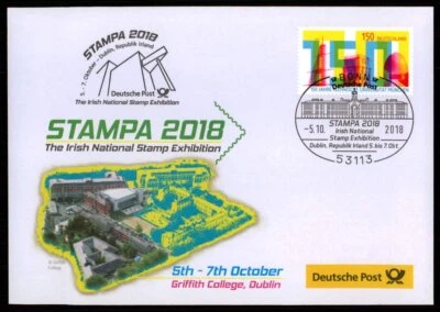 GERMANY EXHIBITION-COVER 2018 IRLAND IRELAND DUBLIN STAMPA m3384 - Image 1 of 2