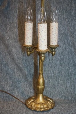 REMBRANDT R8134 Cast Iron Candelabra Table Lamp - Painted Finish - Brass Parts - Image 1 of 4