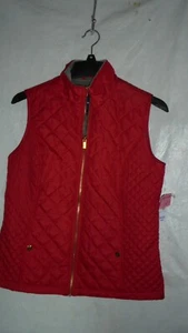 BASIC EDITION RED QUILTED,VEST /GRAY VELOUR LINING. SZ M. BUST 36" NEW W TAGS. - Picture 1 of 6