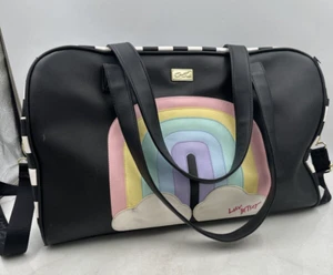 Betsey Johnson Rainbow Weekender Duffel Carry-on Bag Black White - Picture 1 of 15