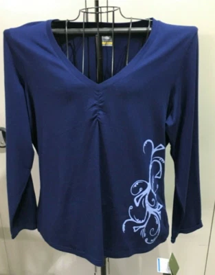 Cabela's Women's North Haven Long Sleeve V-Neck Bold Navy Blue Top Shirt XL $35 - Image 1 of 4
