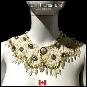 Macrame Choker Necklace Strass Collar Embroidered Crochet Elegant Jewelry Woman - Picture 1 of 24