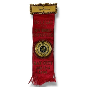 1906 Deutsch-Amerikanisches General Arbeitergewerkschaft Bay City Michigan Kongressabzeichen - Bild 1 von 6