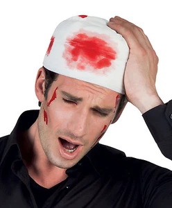ADULT ZOMBIE BLOODY HEAD HAT BANDAGE HALLOWEEN FANCY DRESS COSTUME OUTFIT NEW - Picture 1 of 3