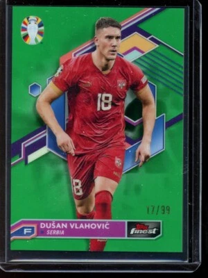 2023 Topps Finest Road to UEFA EURO 2024 Green #72 Dusan Vlahovic 17/99 - Image 1 of 2