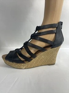 American Eagle Open Toe Wedge Shoes Women’s Size 9.5 Black - Picture 1 of 9