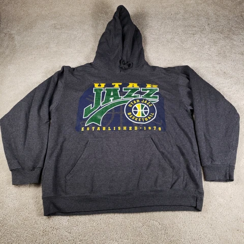 Vintage UTAH JAZZ NBA Tag Hoodie Basketball Pullover Size Large Gray Est. 1979 Cover
