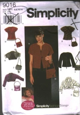 9016 Vintage Simplicity SEWING Pattern Misses 1990s Jacket Purse Knit Evening 12 - Image 1 of 2