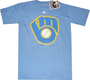 Milwaukee Brewers Majestic Bigger Raised Logo T Shirt Closeout Limited Quantites - Picture 1 of 4