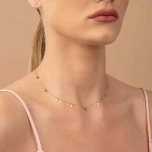 925 sterling silver Dot Chain Necklace / Tiny Disc Necklace / Stacking Necklace - Picture 1 of 5