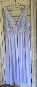 Vintage ShadowLine Nightgown Slip Lavendar Nylon 3X Fitted Lace Bodice USA Made - Picture 1 of 9