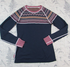 Kari Traa Lokk Womens Shirt Top 100% Merino Wool Activewear Blue maeve gray Sz S