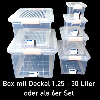 Aufbewahrungsbox mit Deckel 1,25 - 30 L Kunststoffbox Plastikbox BOX Transparent - Bild 1 von 4