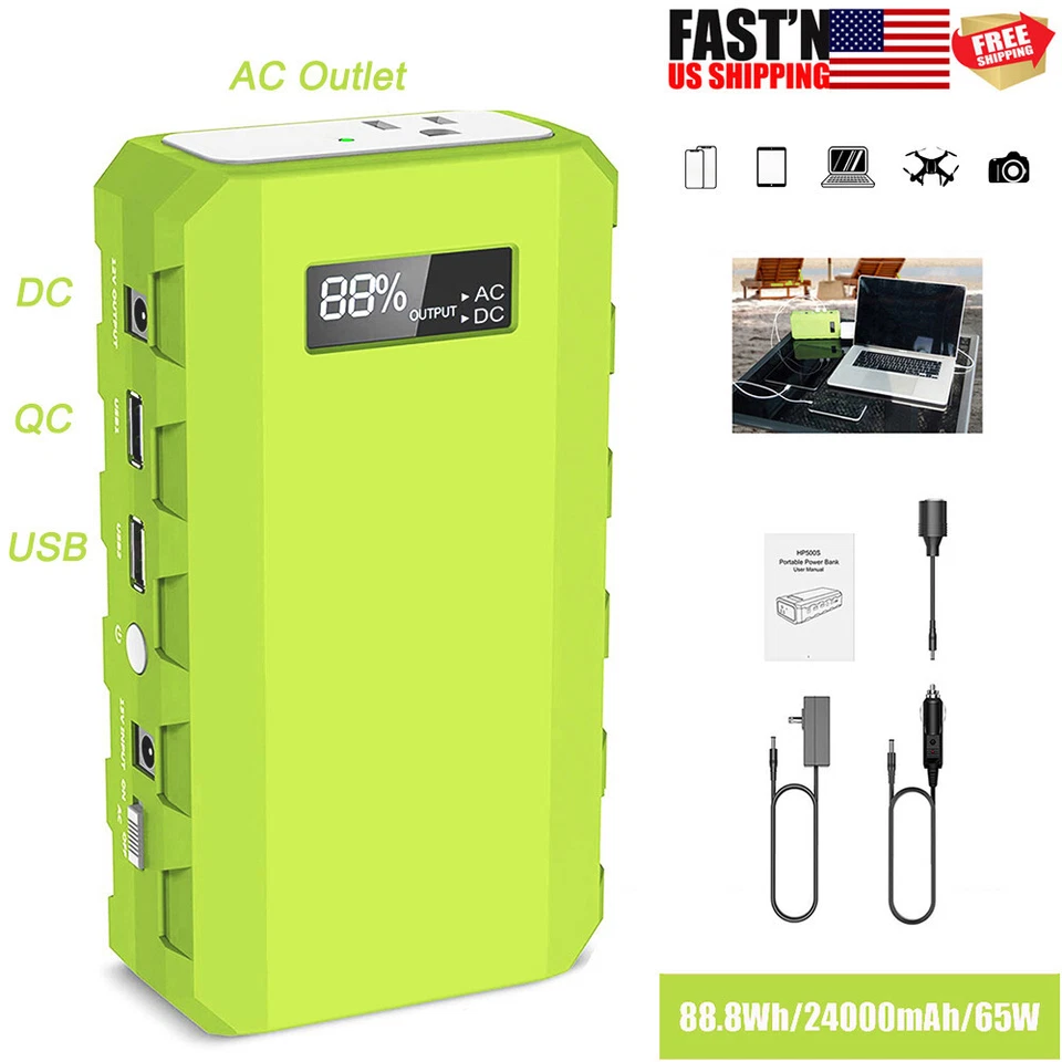 Portable Power Bank 88.8Wh AC Outlet 65W Power Station Battery USB Fast Charger - Image 1 of 4