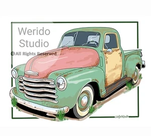 1949-54 Chevy Truck Automotive Art Print - Picture 1 of 1