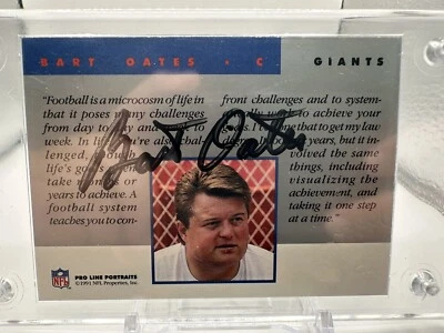 1991 Pro Line Portraits #191 BART OATES Giants  Auto Autograph NFL Stamped - Image 1 of 2